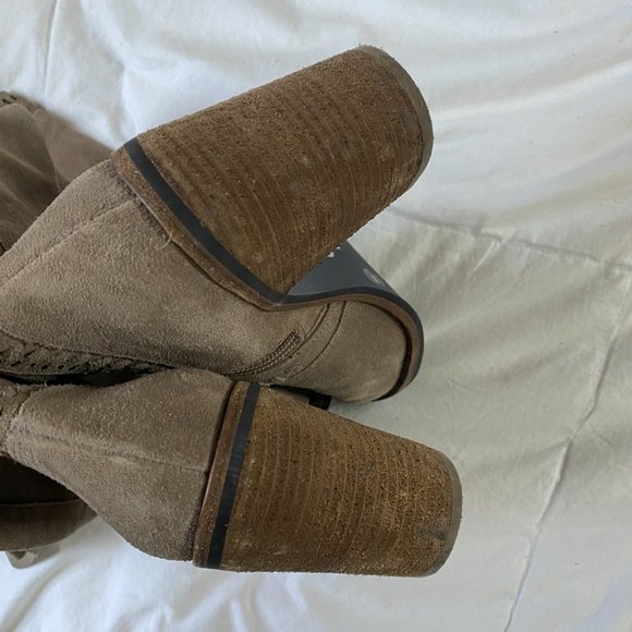 Vince Camuto Western Taupe Leather Over Knee Boot - Picture 8 of 10